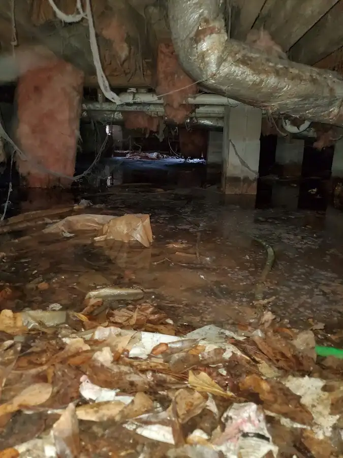 Crawl space flood assessment for Commercial Water Damage Restoration in Fargo