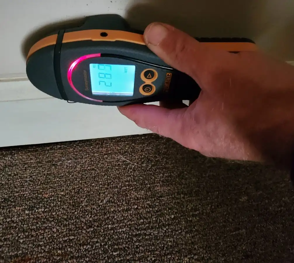 Moisture detection at baseboard during Mold Inspection & Testing in Fargo